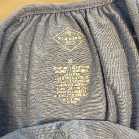 St. John’s Bay Blue Crochet Sleeve Top XL Cotton Blend - Picture 7 of 7